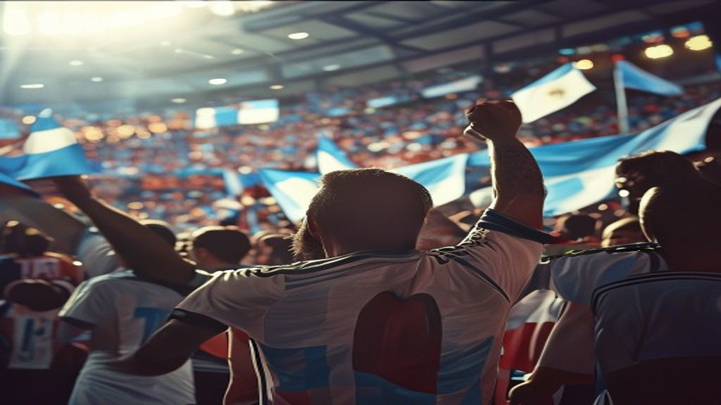 Fanáticos argentinos celebrando la clasificación a la final del Mundial