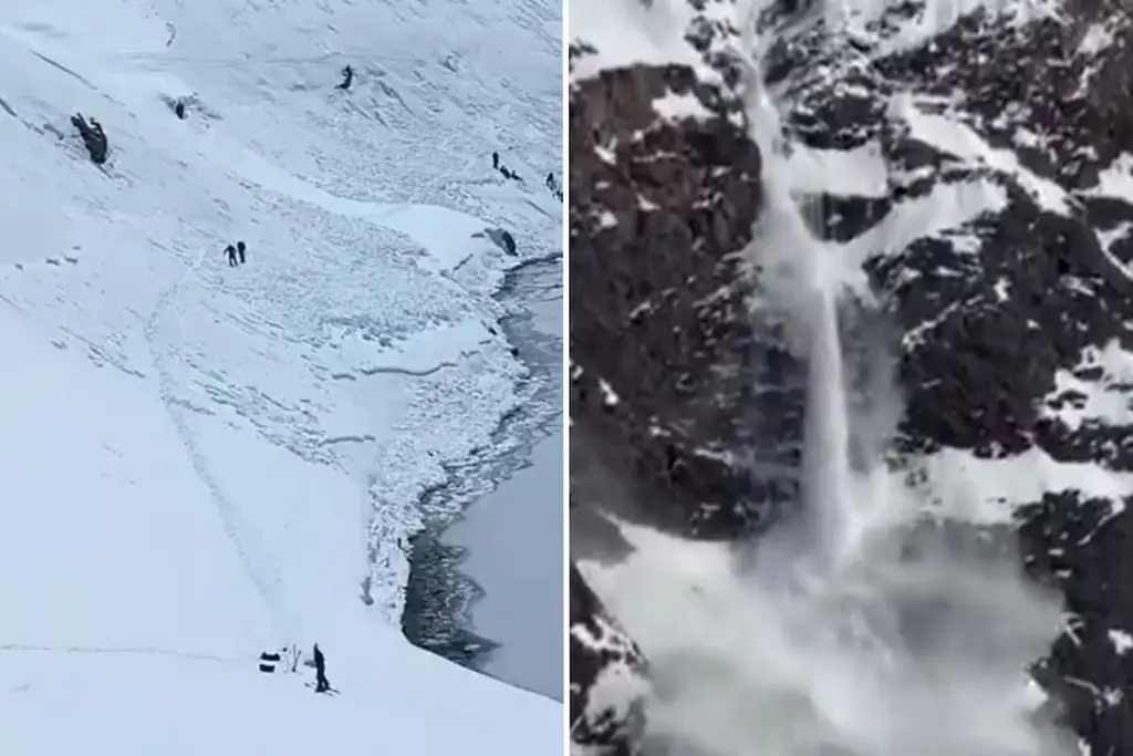 El rastro de la avalancha junto a la Laguna del Inca, cerca del centro de esquí Portillo. Foto: La Nación