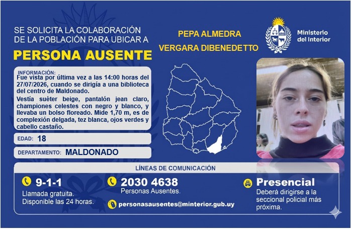 La comunidad de Maldonado se reúne para buscar a Pepa Almendra, joven desaparecida. Foto: El País