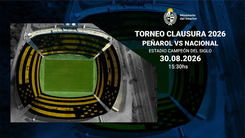 Operativo de seguridad del Ministerio del Interior para el clásico Peñarol-Nacional en el Campeón del Siglo. Foto: Ministerio del Interior