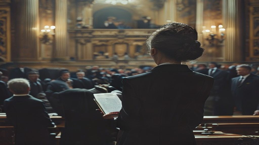 Darline Graham Nordone jurando como senadora de Estados Unidos en una ceremonia formal en un edificio gubernamental.