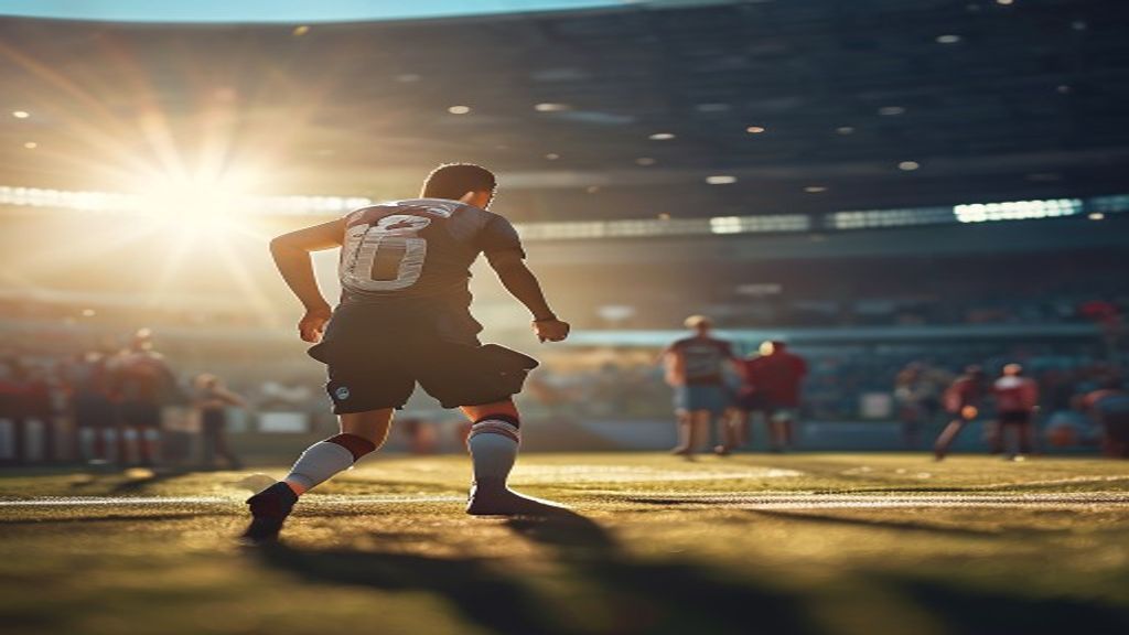 Arquero de fútbol en acción durante un partido importante