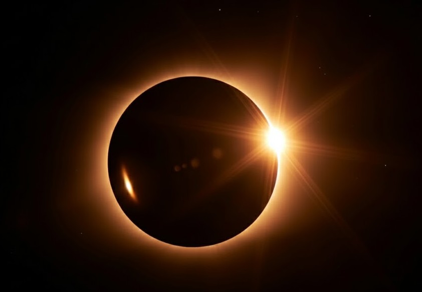 Eclipse solar total observado por un grupo de personas con gafas especiales. Foto: El País