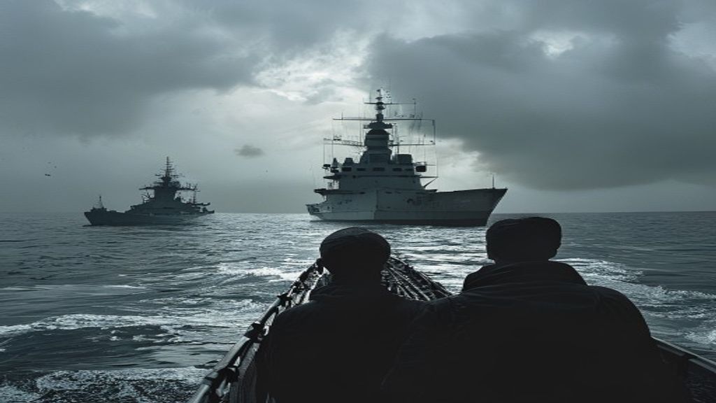 Barco de guerra en el estrecho de Ormuz