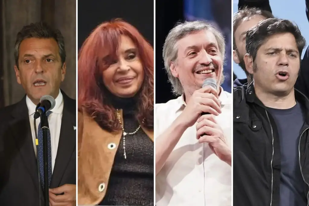 Montaje con Sergio Massa, Cristina Fernández de Kirchner y otros dos dirigentes peronistas. Foto: La Nación