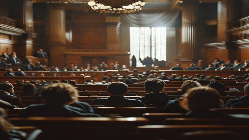 Sala de tribunal en El Salvador durante el juicio contra la pandilla Mara Salvatrucha