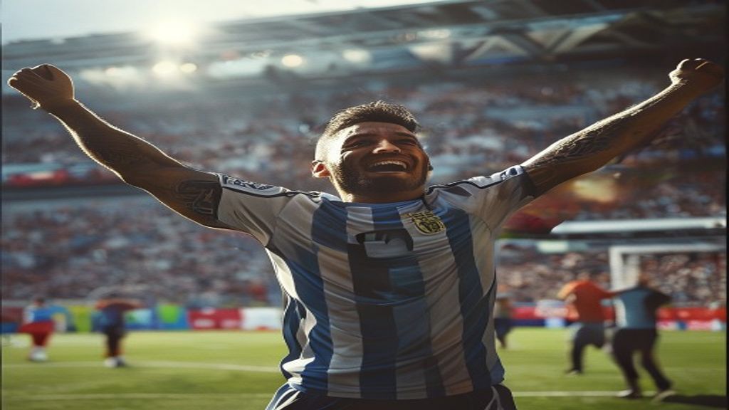 Jugador de fútbol argentino celebrando un gol