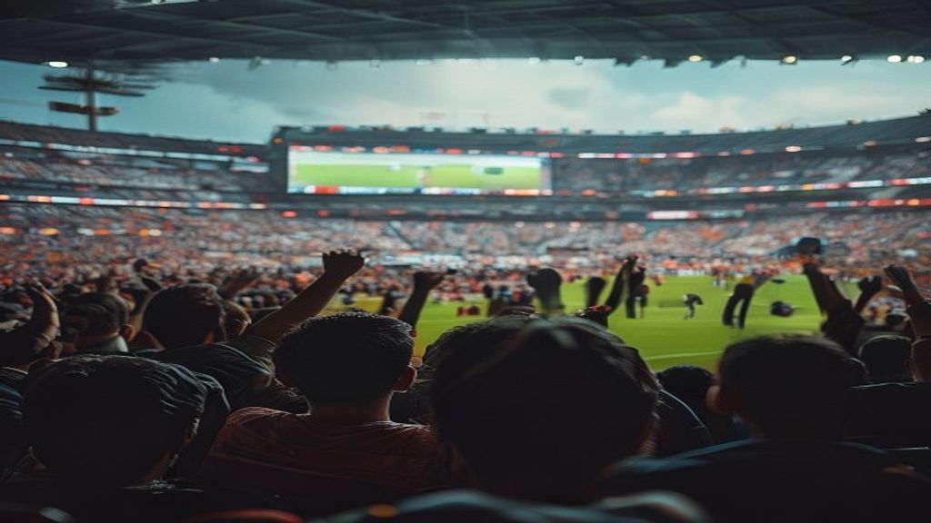 Fanáticos españoles celebrando la victoria de su equipo en el estadio