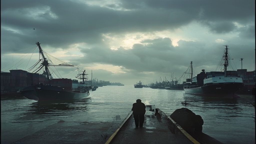 Puerto argentino con contenedores y barcos