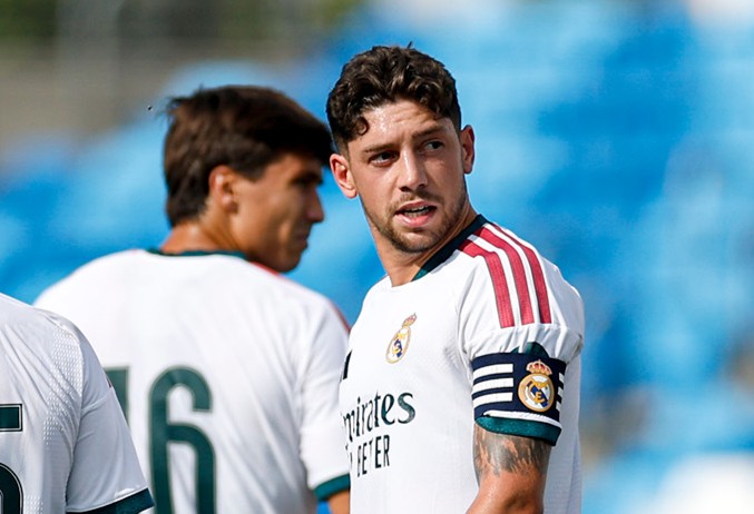 Fede Valverde celebra su gol en el amistoso entre Real Madrid y Leganés. Foto: El País