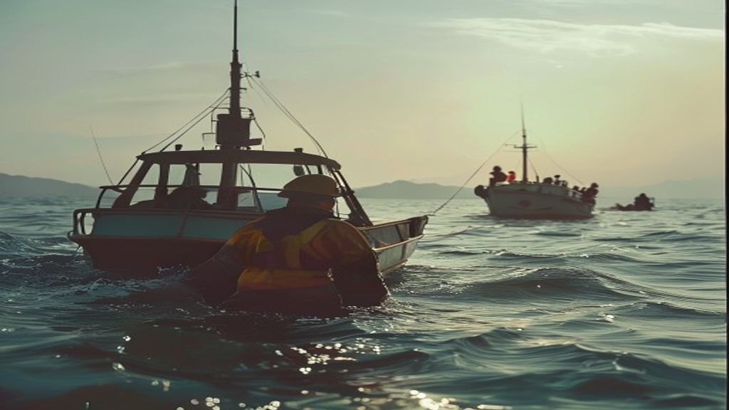 Rescate en el mar después del hundimiento de un ferry