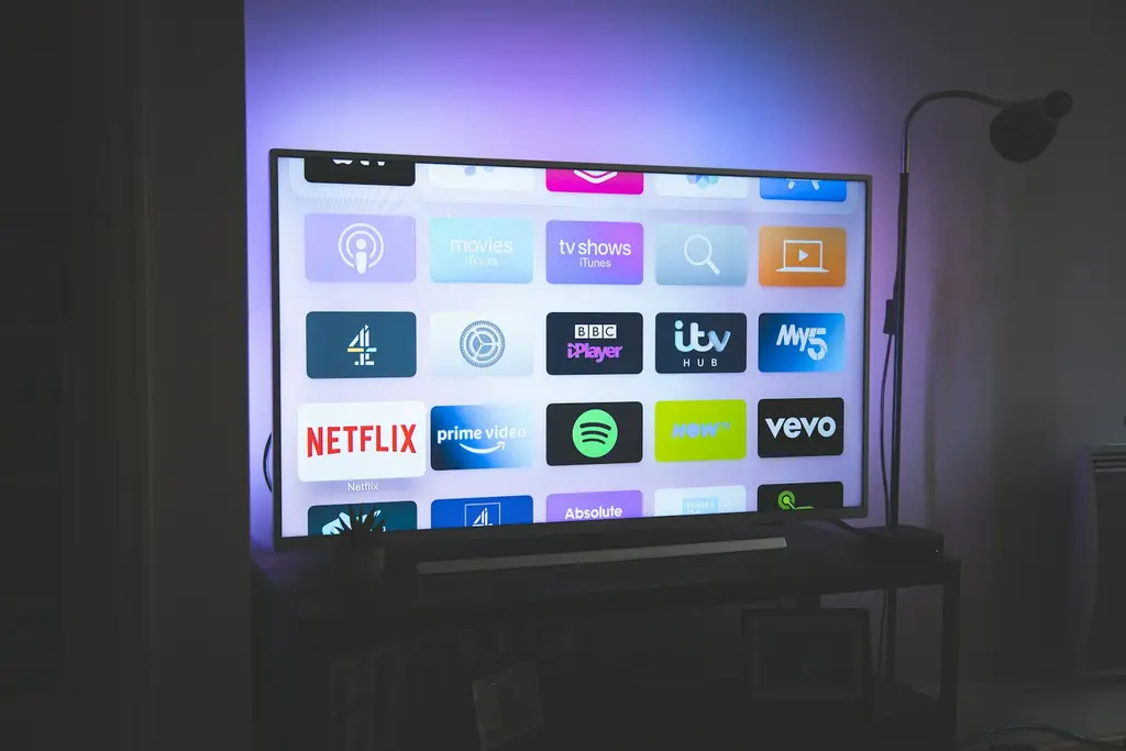 Pantalla de televisión moderna en living. Foto: Unsplash