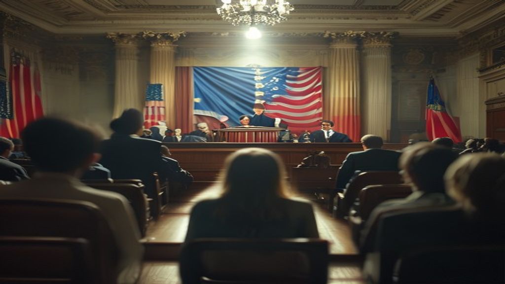 Corte federal en Miami con banderas de los Estados Unidos y el Reino Unido