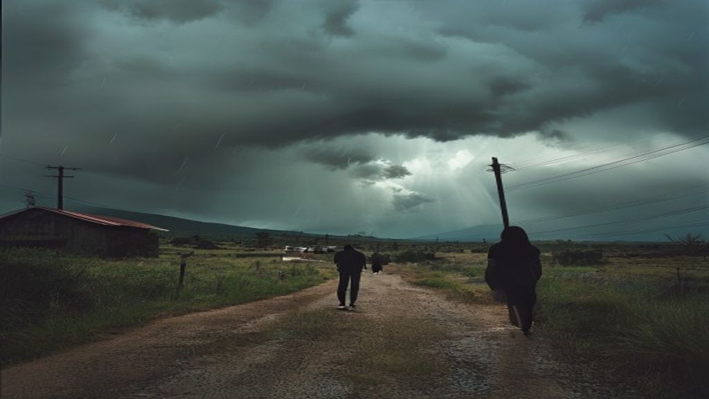 Tormenta en una zona rural de Uruguay