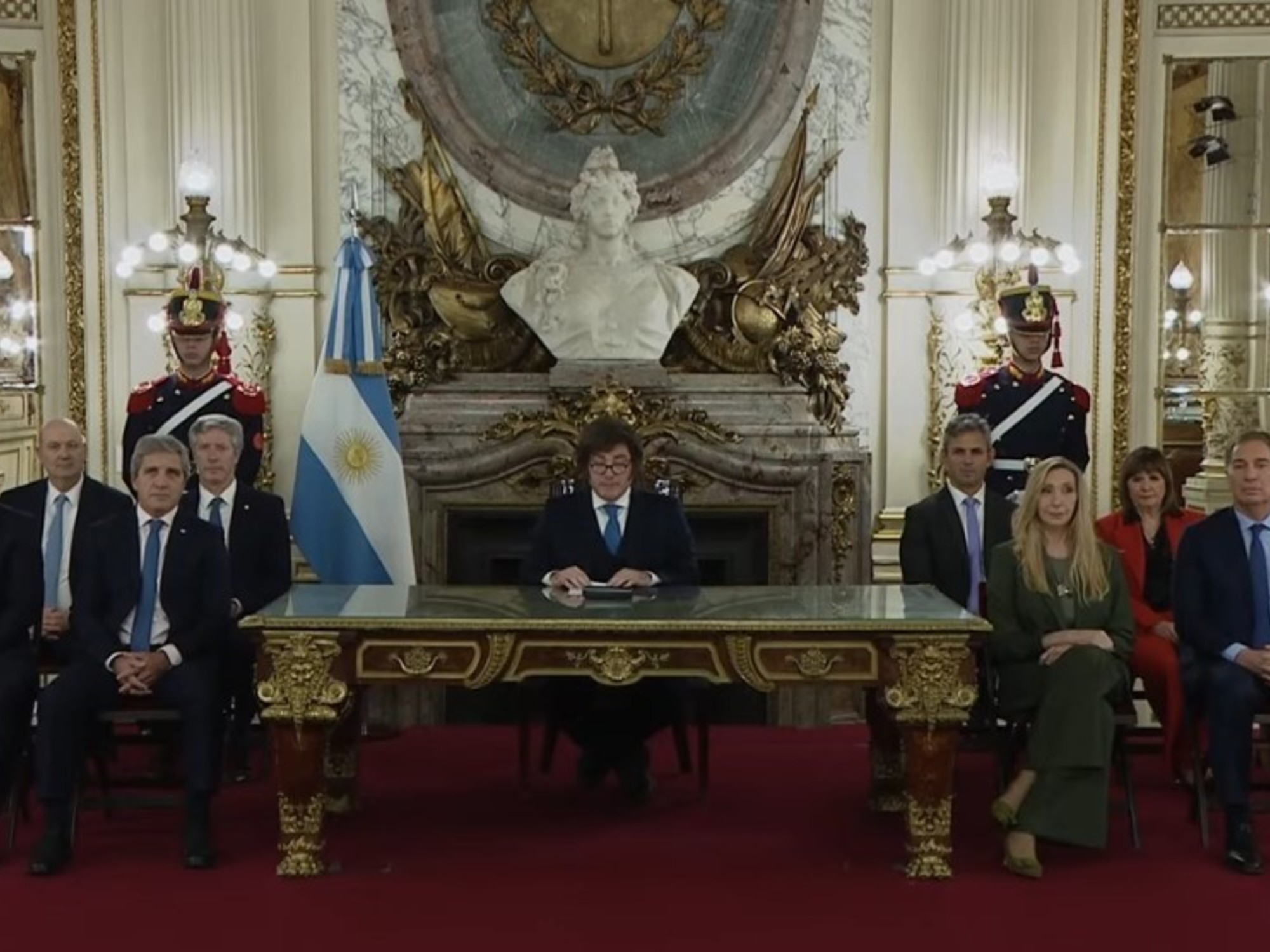 Javier Milei durante su discurso en la Casa Rosada. Foto: La Nación