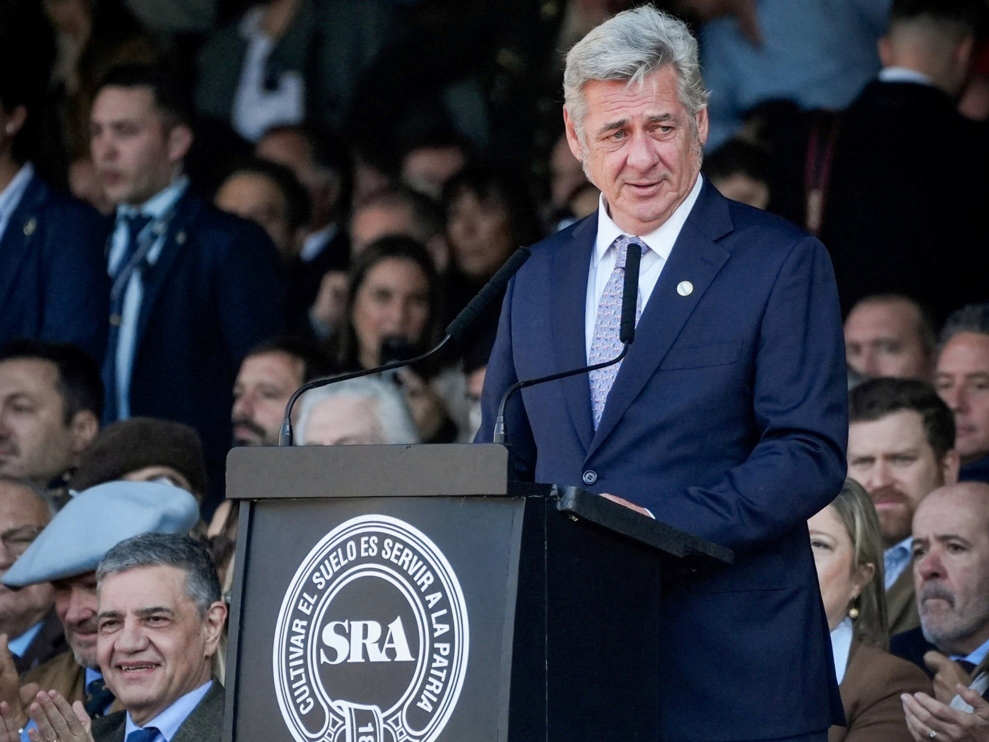 Nicolás Pino, presidente de la SRA, en la inauguración de la 138° Exposición Rural de Palermo. Foto: Clarín