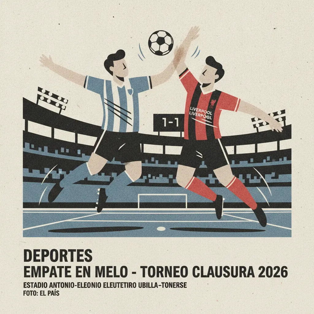 Ilustración editorial: Liverpool dejó puntos en Melo pero mantuvo la punta del Clausura 2026. Nación UY