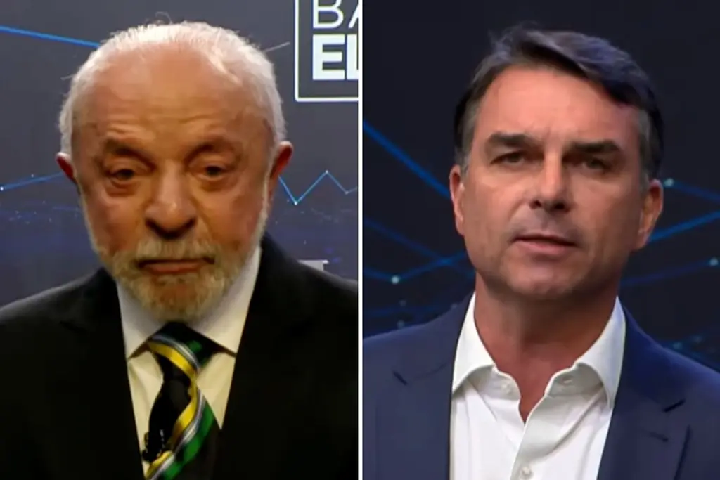 Lula da Silva y Flávio Bolsonaro, durante el debate en Band. Foto: La Nación