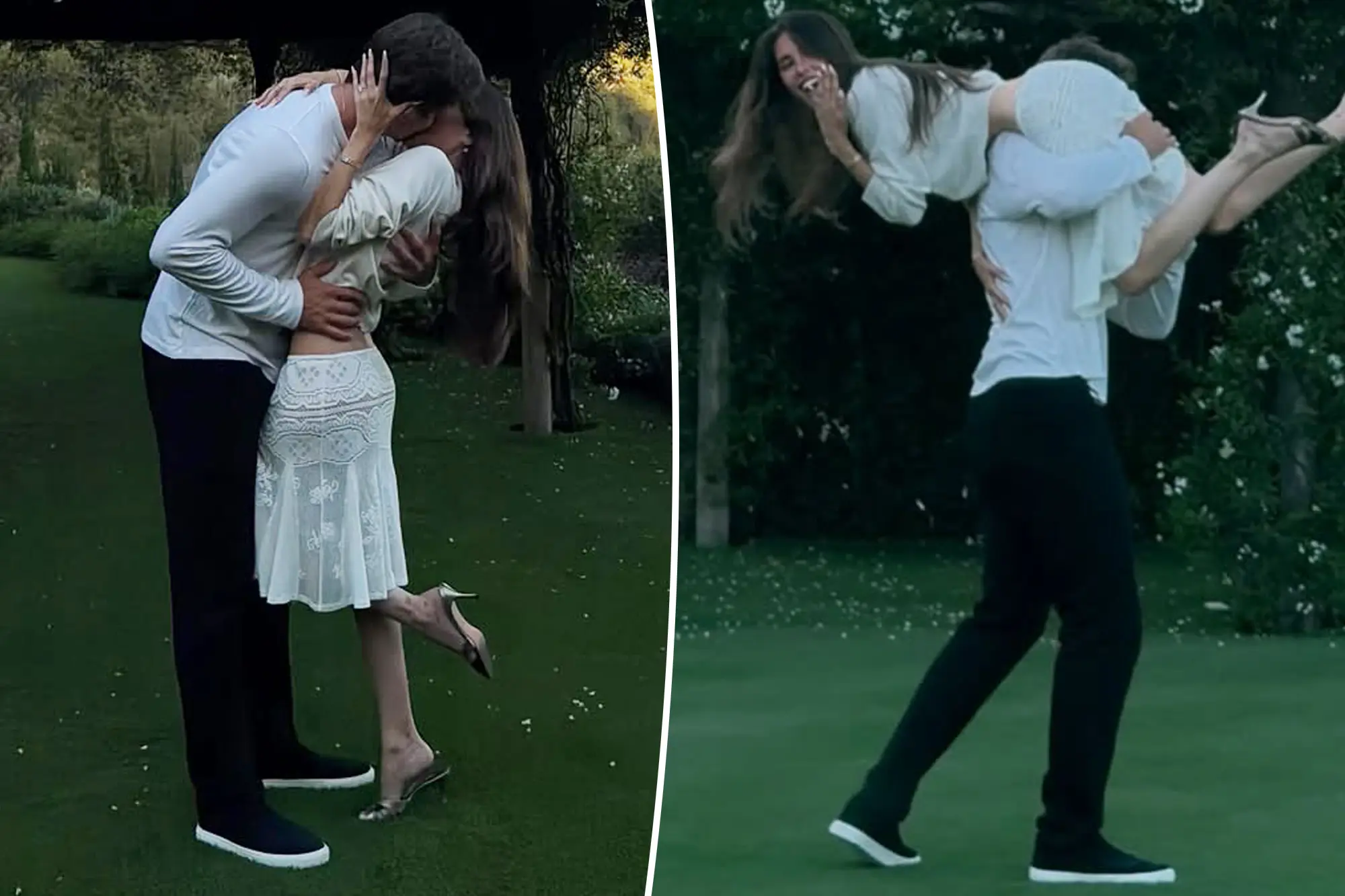 Madison Beer y Justin Herbert celebran su compromiso en un campo adornado con flores. Foto: New York Post