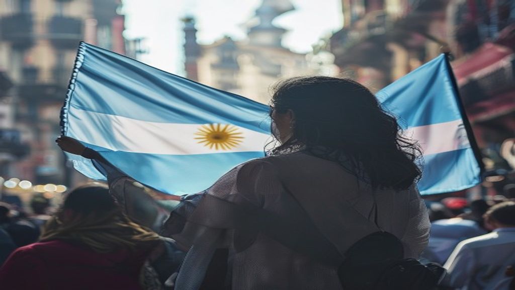 María Becerra con la bandera argentina en un concierto en Barcelona