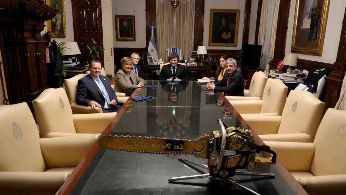 Javier Milei y Kristalina Georgieva en reunión en Casa Rosada. Foto: La Nación