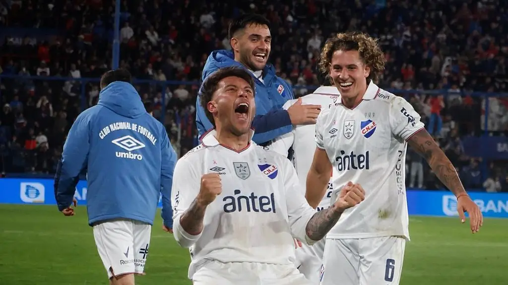 Francisco Calvo festeja un gol de Nacional ante Deportivo Maldonado. Foto: El Observador