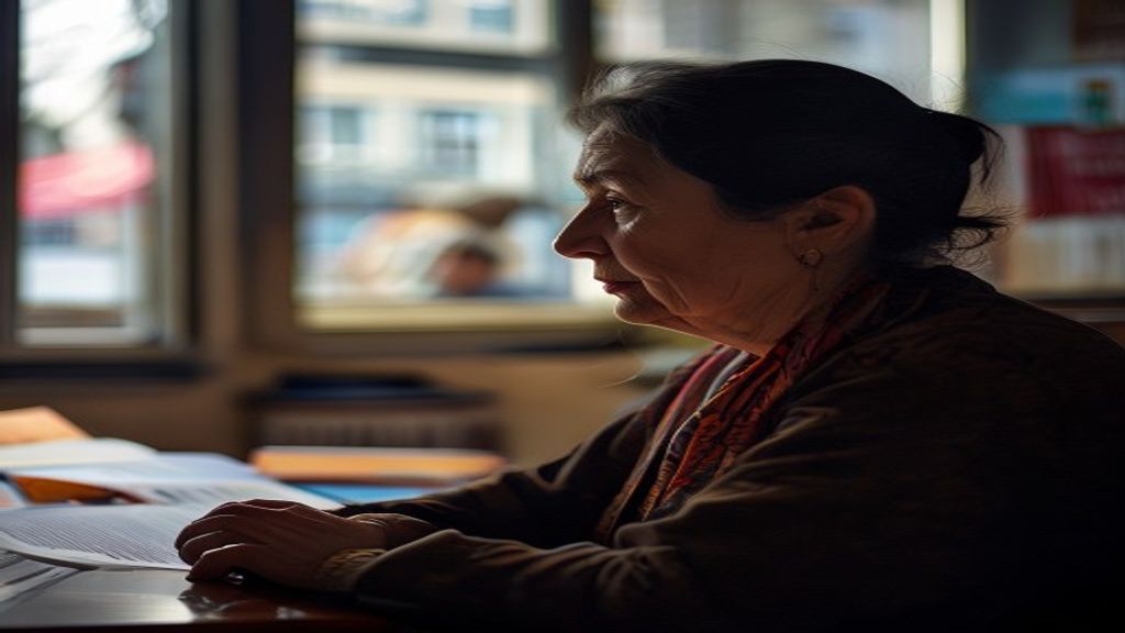Mujer mayor recibiendo su beneficio de Acompañamiento Social de ANSeS