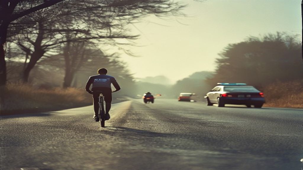 Ciclista en una carretera vacía