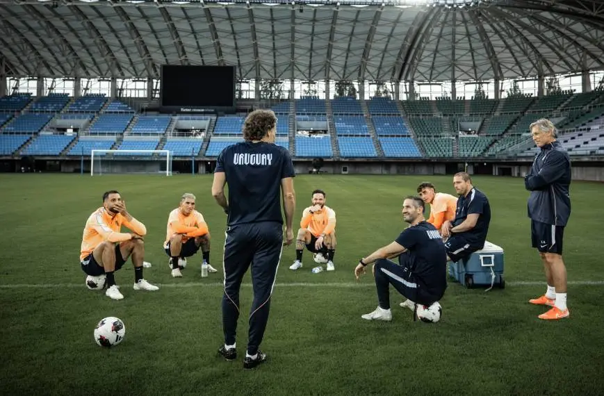 Plantel de la selección uruguaya concentrado en Japón. Foto: AUF