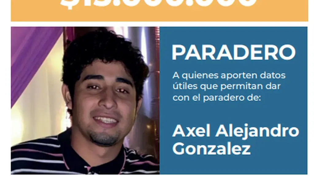 El afiche oficial de la búsqueda de Axel González. Foto: Ámbito