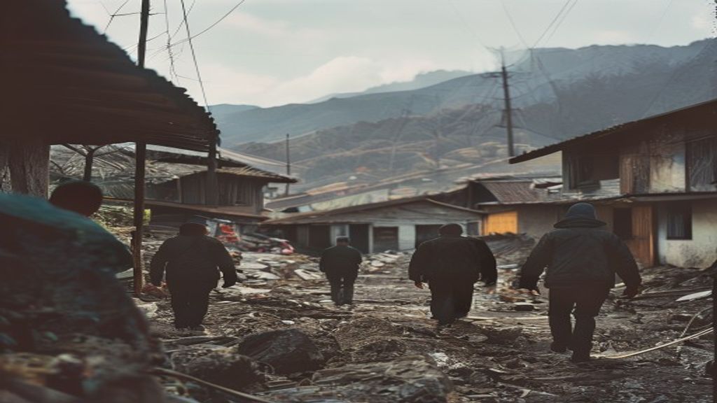 Zona rural en los Andes peruanos después de un terremoto