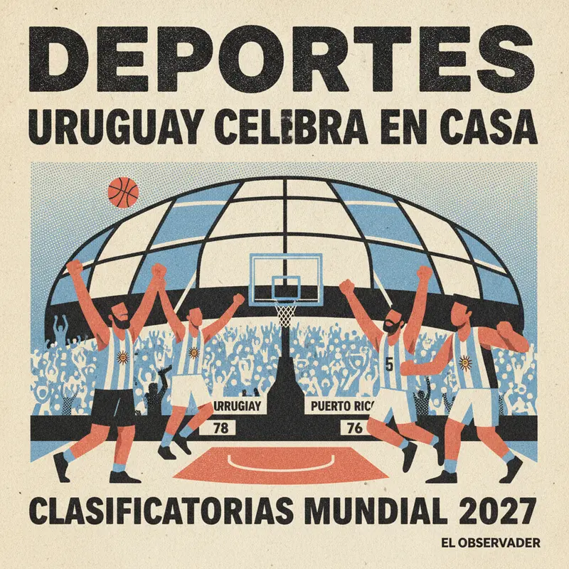 Ilustración editorial: Uruguay venció a Puerto Rico y acaricia el Mundial de Básquet 2027. Nación UY