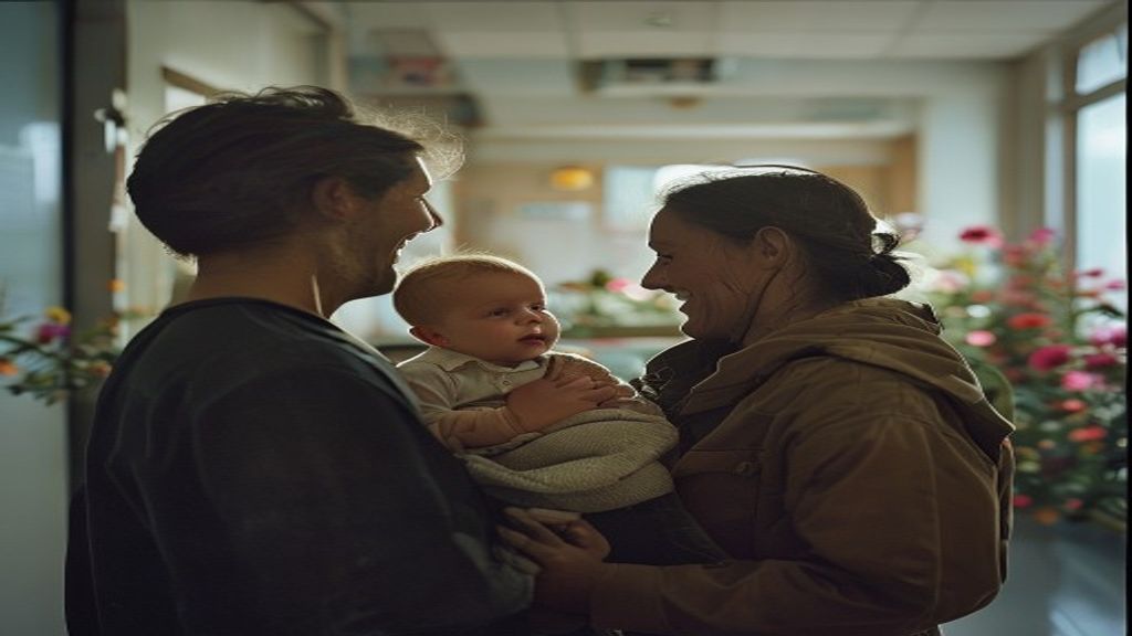La familia Vance con su nuevo hijo en el hospital